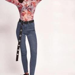 Jaded London Black Eyelet Belt Sale