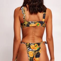 Jaded London Beach & Swimwear Orange Scarf Print Tie Side Thong Bikini Bottoms