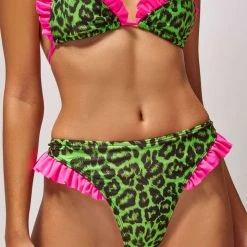 Jaded London Neon Green Leopard Print Thong Bikini Bottoms Beach & Swimwear 8 Jaded London Neon Green Leopard Print Thong Bikini Bottoms Beach & Swimwear