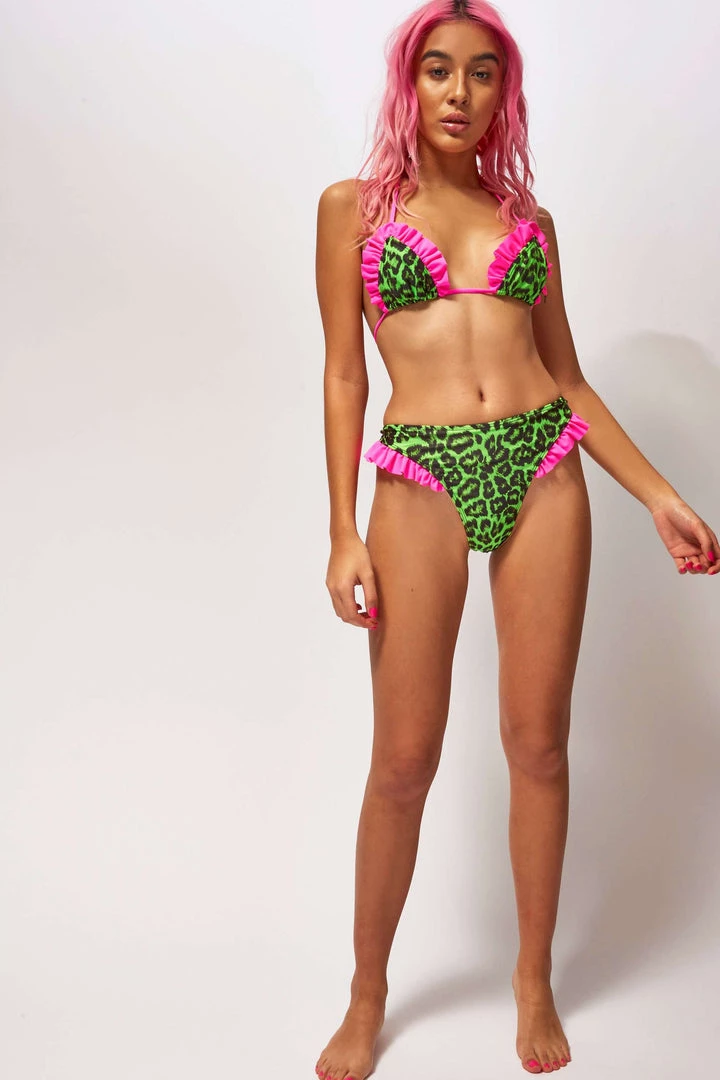 Jaded London Neon Green Leopard Print Thong Bikini Bottoms Beach & Swimwear 5 Jaded London Neon Green Leopard Print Thong Bikini Bottoms Beach & Swimwear