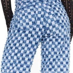 Jaded London Blue Checkerboard Distressed Boyfriend Jeans