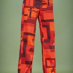 Jaded London Abstract Square Print Boyfriend Fit Jeans With Exposed Fly Fastening