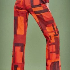 Jaded London Abstract Square Print Boyfriend Fit Jeans With Exposed Fly Fastening