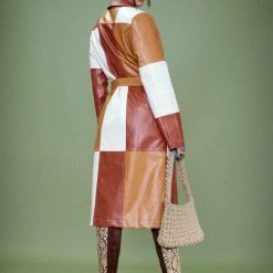 Jaded London Patchwork PU Trench With Tortoiseshell Buckle Belt Coats & Jackets