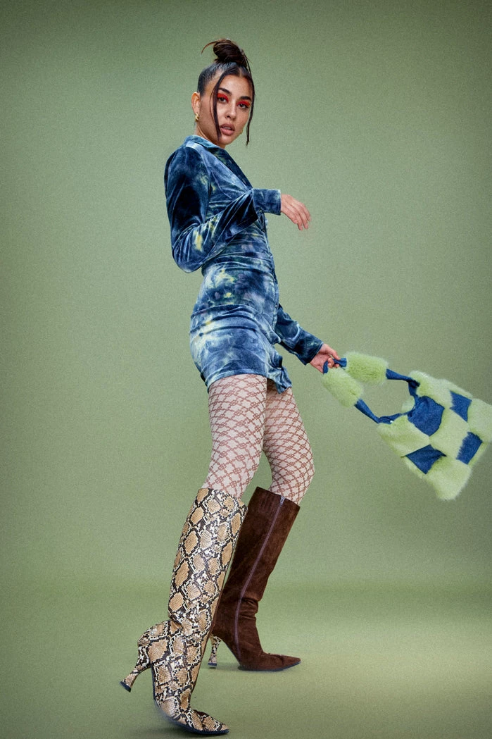 Jaded London Tie Dye Velvet Ruched Shirt Dress 2 Jaded London Tie Dye Velvet Ruched Shirt Dress