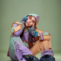 Jaded London Ombre Mix Patchwork Printed Knit Hoodie