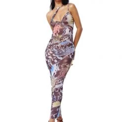 Jaded London Butterfly Mesh Maxi Dress