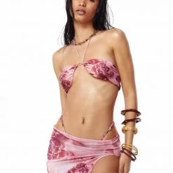 Jaded London Vintage Rose Bandeau Bikini Top Beach & Swimwear