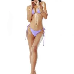 Jaded London Towelling Triangle Bikini Top In Lilac Beach & Swimwear