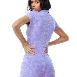 Jaded London Towelling Playsuit In Lilac