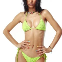 Jaded London Towelling Micro Bikini Bottoms In Lime Beach & Swimwear