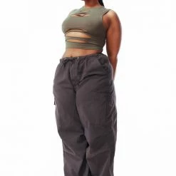 Jaded London Tops Slash Top In Khaki