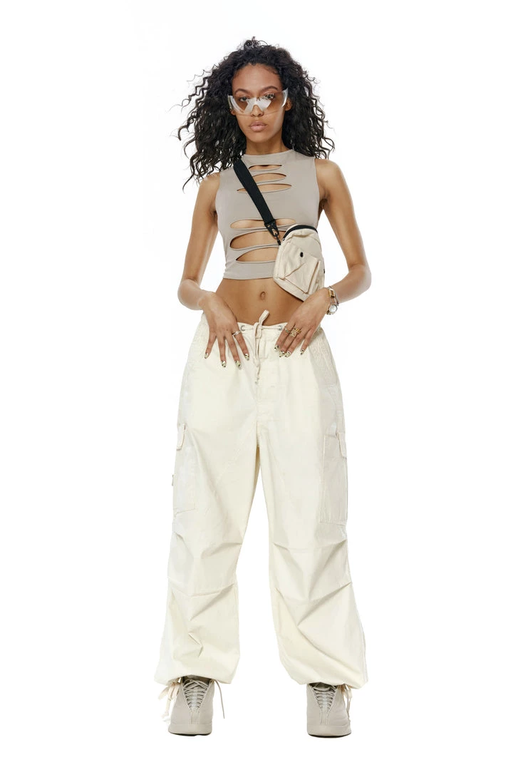 Jaded London Trousers Ecru Parachute Cargo Pants 2 Jaded London Trousers Ecru Parachute Cargo Pants