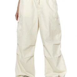 Jaded London Trousers Ecru Parachute Cargo Pants