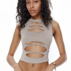 Jaded London Slash Top In Taupe