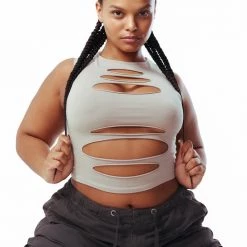 Jaded London Slash Top In Taupe