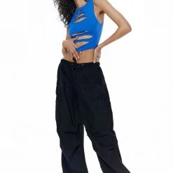 Jaded London Blue Slash Detail Crop Top Tops 9 Jaded London Blue Slash Detail Crop Top Tops