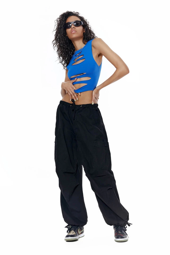 Jaded London Blue Slash Detail Crop Top Tops 4 Jaded London Blue Slash Detail Crop Top Tops