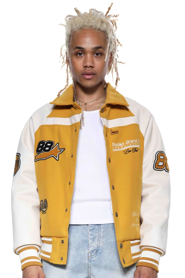 Jaded Man Mustard Rodeo Varsity Jacket Coats & Jackets 1 Jaded Man Mustard Rodeo Varsity Jacket Coats & Jackets