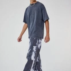 Jaded Man Denim Black & White Lightning Cloud Print Skate Jeans