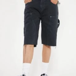 Jaded Man Black Washed Denim Carpenter Shorts
