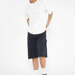 Jaded Man Black Washed Denim Carpenter Shorts