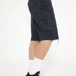 Jaded Man Black Washed Denim Carpenter Shorts