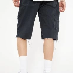 Jaded Man Black Washed Denim Carpenter Shorts