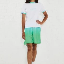Jaded Man Green & Blue Gradient Mesh Shorts