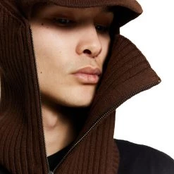 Jaded Man Brown Knitted Cocoon Cap Balaclava Accessories