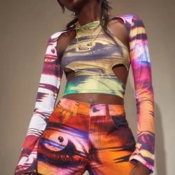 Jaded London Oracle Eye Print Top Tops