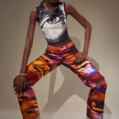 Jaded London Oracle Eye Print Jeans