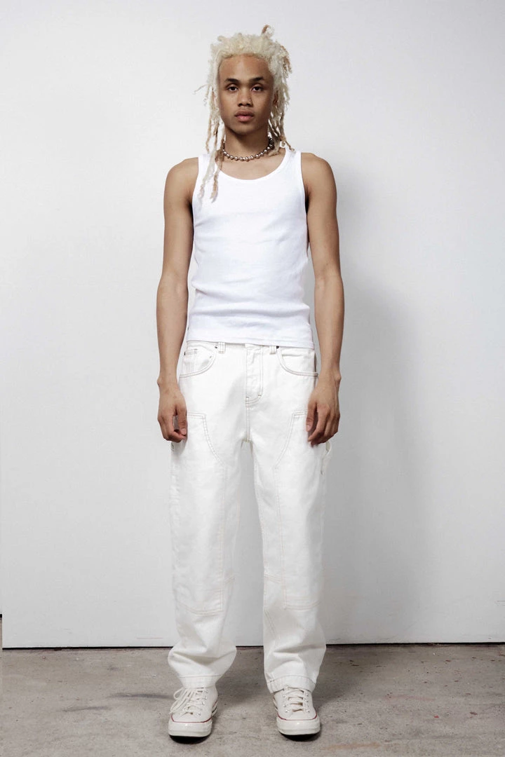 Jaded Man Ecru Carpenter Jeans In Skate Fit 2 Jaded Man Ecru Carpenter Jeans In Skate Fit