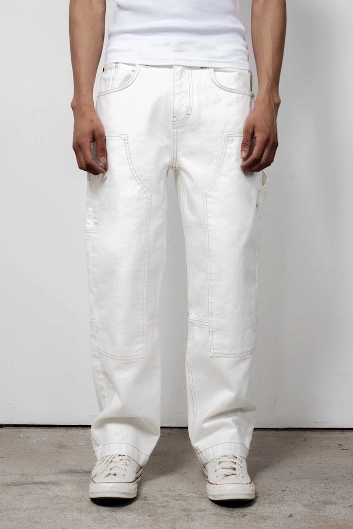 Jaded Man Ecru Carpenter Jeans In Skate Fit 4 Jaded Man Ecru Carpenter Jeans In Skate Fit