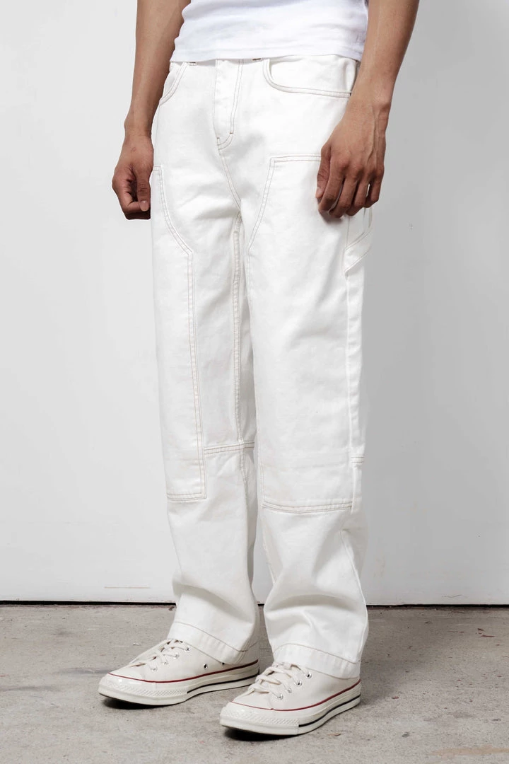 Jaded Man Ecru Carpenter Jeans In Skate Fit 1 Jaded Man Ecru Carpenter Jeans In Skate Fit