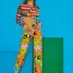 Jaded London Vintage Geometric Print Slouchy Boyfriend Fit Printed Jeans