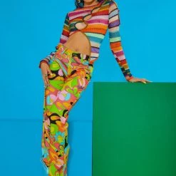 Jaded London Vintage Geometric Print Slouchy Boyfriend Fit Printed Jeans