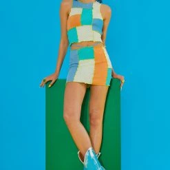 Jaded London Skirts Multi Panelled Mini Skirt With Tie Up Detail