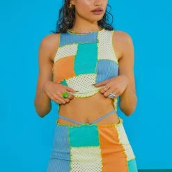 Jaded London Skirts Multi Panelled Mini Skirt With Tie Up Detail