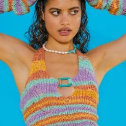 Jaded London Zig Zag Knit Halter Top With Buckle Detail