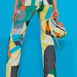 Jaded London Abstract Art Print High Waist Boyfriend Fit Jeans