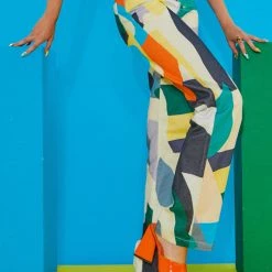 Jaded London Abstract Art Print High Waist Boyfriend Fit Jeans