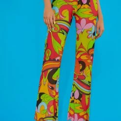 Jaded London Beach & Swimwear Geometric Summer Print Slight Flared Leg Beach Trousers