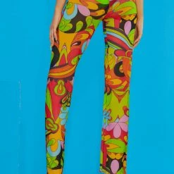 Jaded London Beach & Swimwear Geometric Summer Print Slight Flared Leg Beach Trousers