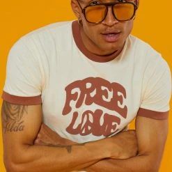 Jaded Man Tees Free Love Ringer T-shirt