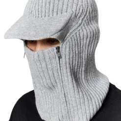 Jaded Man Light Grey Knitted Cocoon Cap Balaclava Accessories
