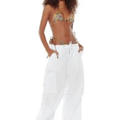 Jaded London Trousers Pure White Parachute Cargo Pants