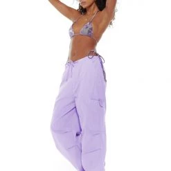 Jaded London Trousers Lilac Parachute Cargo Pants