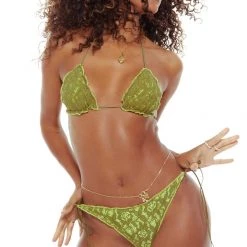 Jaded London Dream In Lace Lime Bikini Bottoms