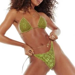 Jaded London Dream In Lace Lime Bikini Bottoms
